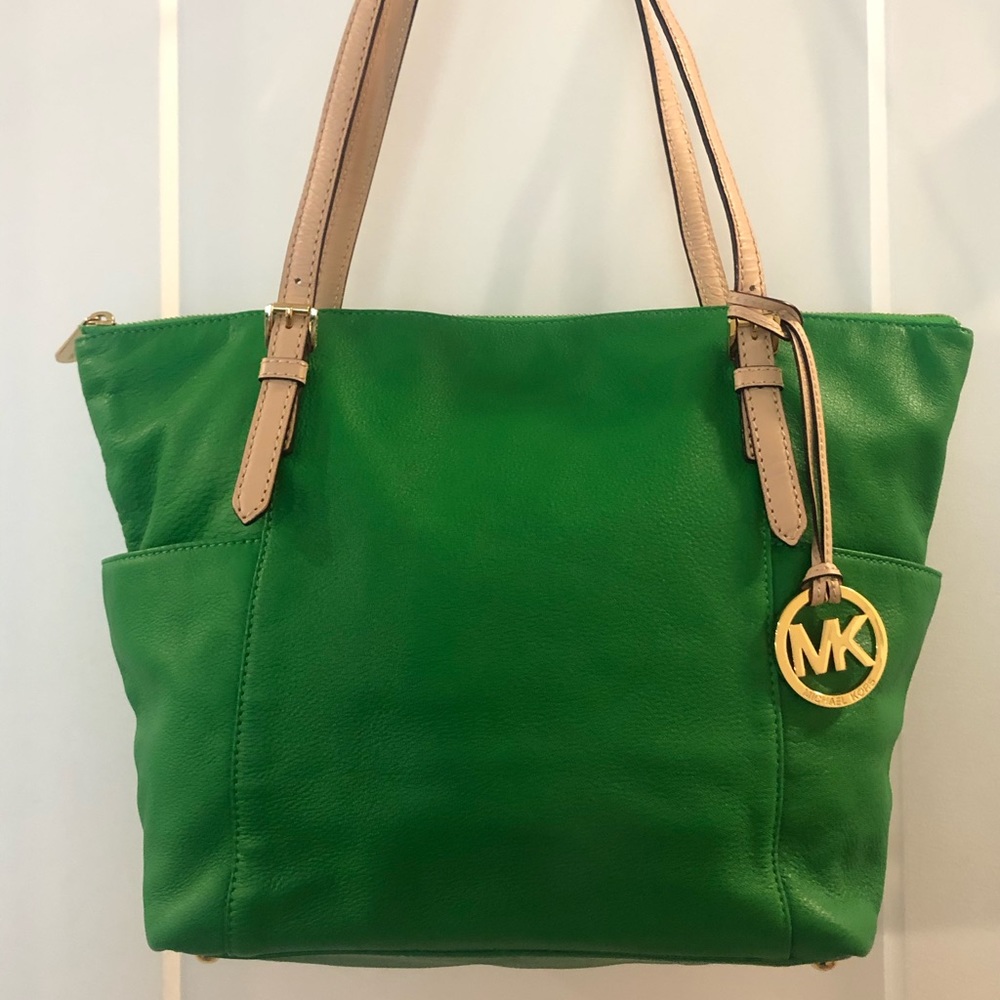 Authentic Michael Kors Green Leather Tote